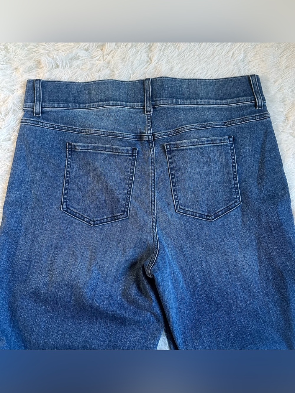 SPANX Blue Wide-Leg Cropped Jeans High Rise  pull on Denim 2X Casual - Picture 8 of 11